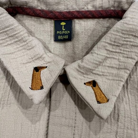 Baby Moi Moln 18-24 Months Cotton Linen Blend Jumpsuit With Dachshund Embroidery - Picture 3 of 5